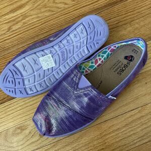 Skechers Shoes Women's 5 Lil Bobs Purple Peace & Love Ballet Slip On shiny - 30